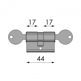 Cilindro 44 mm chiave e chiave CLD007