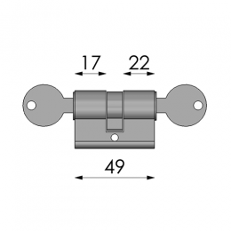 Cilindro 44 mm chiave e chiave CLD009