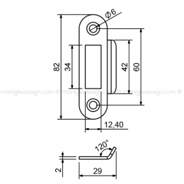 Incontro serratura per vetro INC101 2