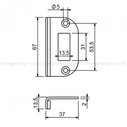 Incontro serratura per vetro INC102 2