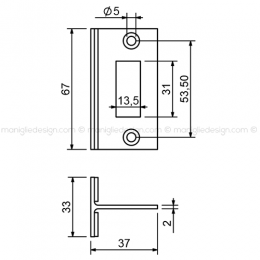 Incontro serratura per vetro INC104 2