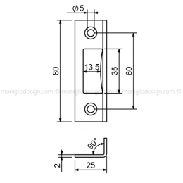 Incontro serratura per vetro INC105 2