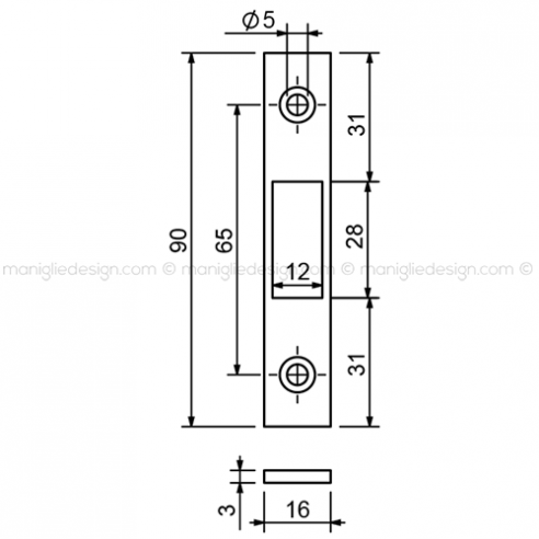 Incontro serratura per vetro INC107