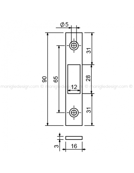 Incontro serratura per vetro INC107