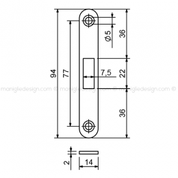Incontro serratura per vetro INC108 2