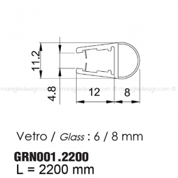 Guarnizione in PVC per vetro spessore 6-8 mm GRN001.2200 2
