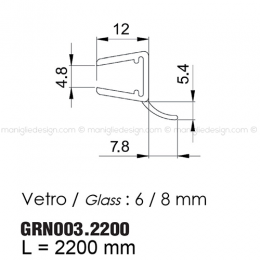 Guarnizione in PVC per vetro spessore 6-8 mm GRN003.2200 2