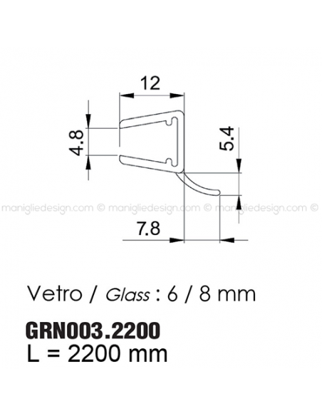 Guarnizione in PVC per vetro spessore 6-8 mm GRN003.2200