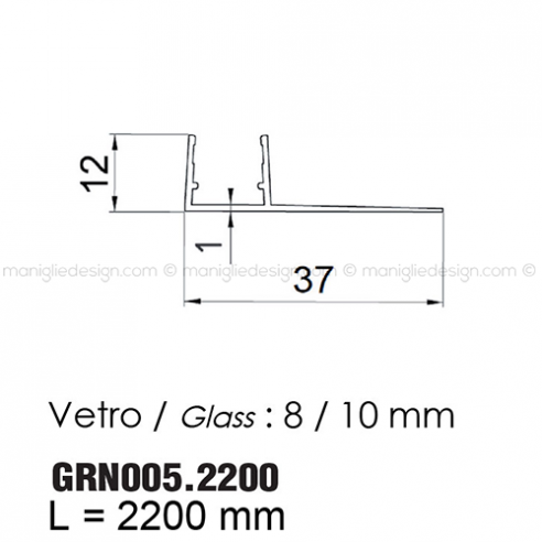 Guarnizione in PVC per vetro spessore 8-10 mm GRN005.2200
