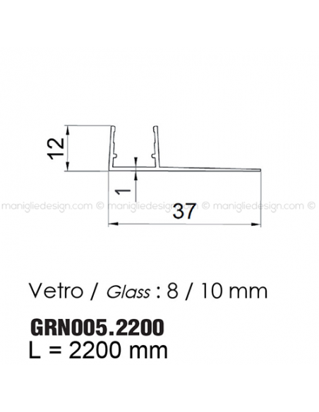 Guarnizione in PVC per vetro spessore 8-10 mm GRN005.2200