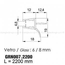 Guarnizione in PVC per vetro spessore 6-8 mm GRN007.2200 2