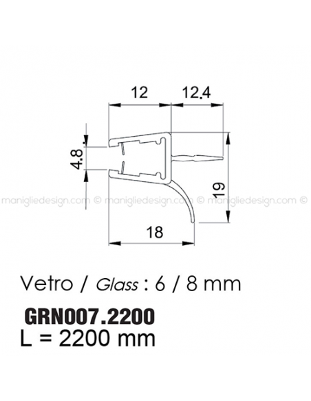 Guarnizione in PVC per vetro spessore 6-8 mm GRN007.2200