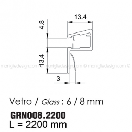 Guarnizione in PVC per vetro spessore 6-8 mm GRN008.2200 2
