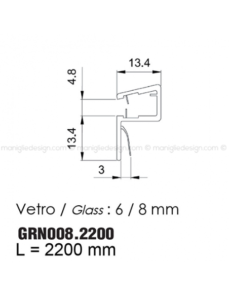 Guarnizione in PVC per vetro spessore 6-8 mm GRN008.2200