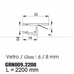 Guarnizione in PVC per vetro spessore 6-8 mm GRN009.2200 2