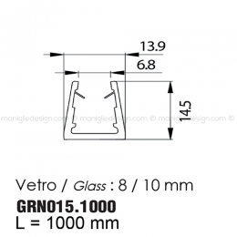 Guarnizione in PVC per vetro spessore 8-10 mm GRN015.1000 2