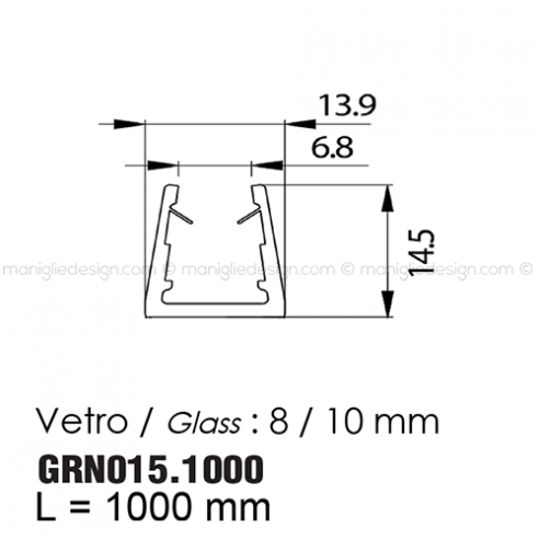 Guarnizione in PVC per vetro spessore 8-10 mm GRN015.1000