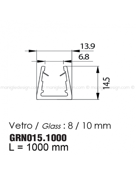 Guarnizione in PVC per vetro spessore 8-10 mm GRN015.1000