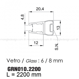 Guarnizione magnetica in PVC per vetro spessore 6-8 mm GRN010.2200 2