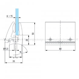 Morsetto a leva senza tacca nel vetro spessore 6-15 mm MRS002 2