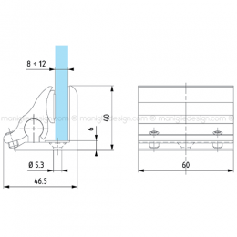 Morsetto a leva senza tacca nel vetro spessore 8-12 mm MRS003 2