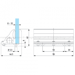 Morsetto a leva senza tacca nel vetro spessore 8-12 mm MRS004 2