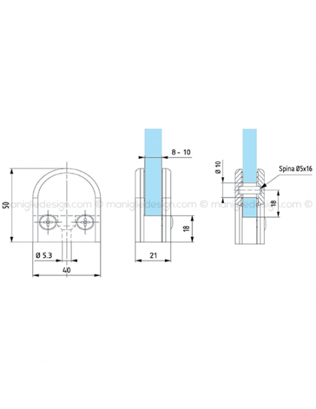 Morsetto tondo piccolo per vetro spessore 8-10 mm MRS005