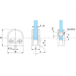 Morsetto tondo piccolo con base raggiata per vetro spessore 8-10 mm MRS006 2