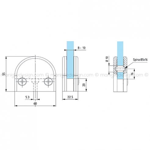 Morsetto tondo per vetro spessore 8-10 mm MRS007