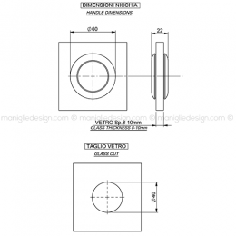 Nicchia diametro 60 mm h.9 mm per porta in vetro NVT601 2