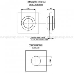 Nicchia diametro 60 mm h.13 mm per porta in vetro NVT602 2