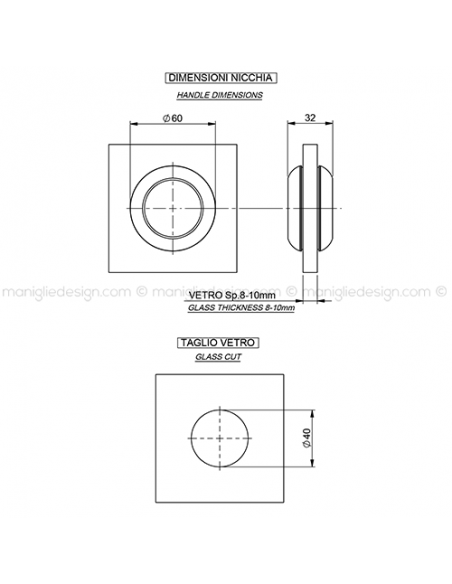 Nicchia diametro 60 mm h.13 mm per porta in vetro NVT602