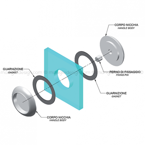 Nicchia diametro 60 mm h.13 mm per porta in vetro NVT602