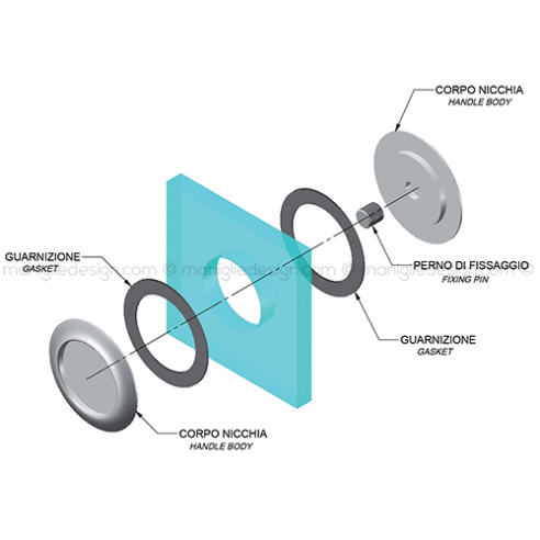 Nicchia diametro 60 mm h.9 mm per porta in vetro NVT601