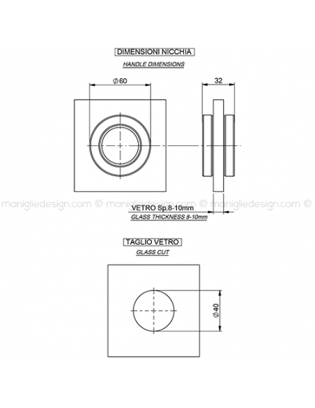 Nicchia diametro 60 mm h.13 mm per porta in vetro NVT603