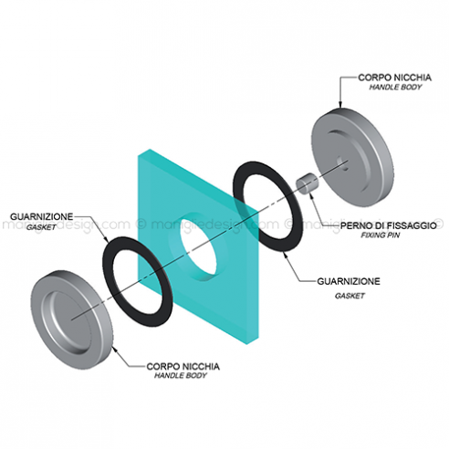 Nicchia diametro 60 mm h.13 mm per porta in vetro NVT603