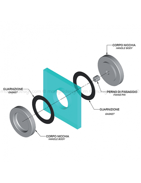 Nicchia diametro 60 mm h.13 mm per porta in vetro NVT603