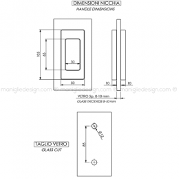 Nicchia rettangolare aperta per porta in vetro NVT604 2