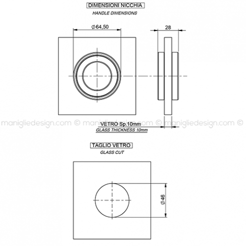 Nicchia tonda aperta diametro 65 mm per porta in vetro NVT605