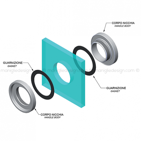 Nicchia tonda aperta diametro 65 mm per porta in vetro NVT605
