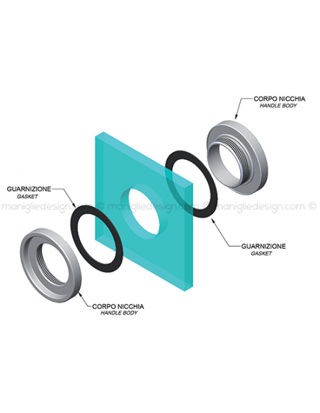 Nicchia tonda aperta diametro 65 mm per porta in vetro NVT605