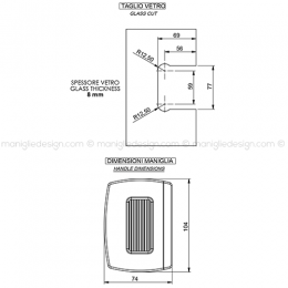 Nicchia rettangolare cieca per porta in vetro NVT607 2