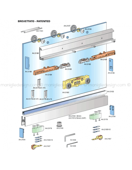 Sistema invisibile porta scorrevole in vetro Magic 1100/VB/10