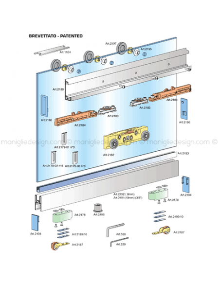 Sistema invisibile porta scorrevole in vetro Magic 1100/VF/10