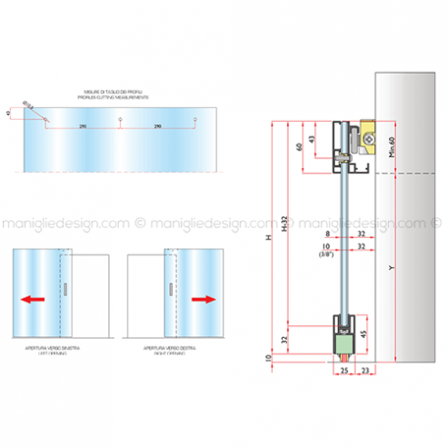 Sistema invisibile porta scorrevole in vetro Magic 1100/VF/10