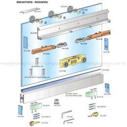 Sistema invisibile porta scorrevole in vetro Magic 1800/VF/10 2