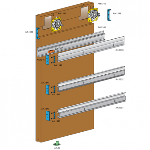 Sistema per porta scorrevole in legno Diva con binario 3 metri
