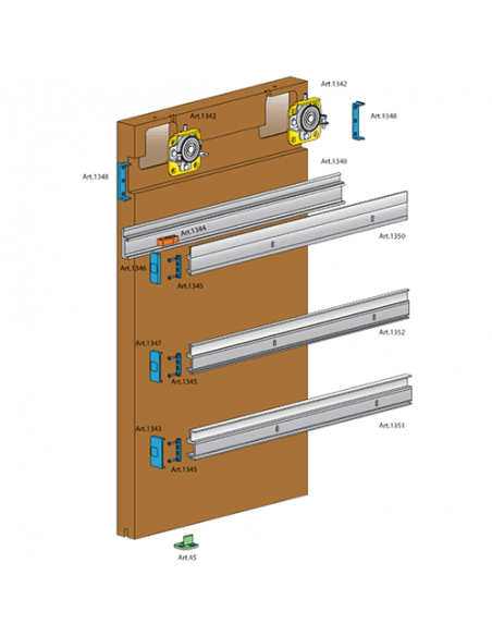 Sistema per porta scorrevole in legno Diva con binario 3 metri