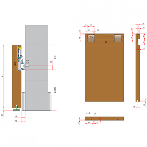 Sistema per porta scorrevole in legno Diva con binario 3 metri
