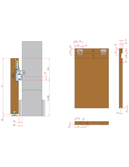 Sistema per porta scorrevole in legno Diva con binario 3 metri